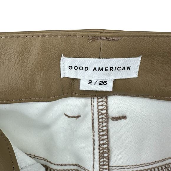 NWT Good American Women Better Than Leather Good Boy Pant Warm Caramel sz 2/26 - Picture 9 of 15